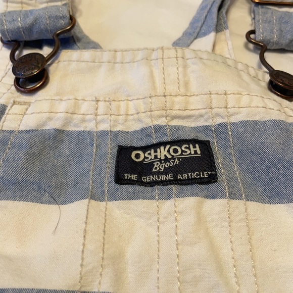 VINTAGE THICK STRIPED OVERALL SHORTS LGT BLUEWHITE - Picture 6 of 9